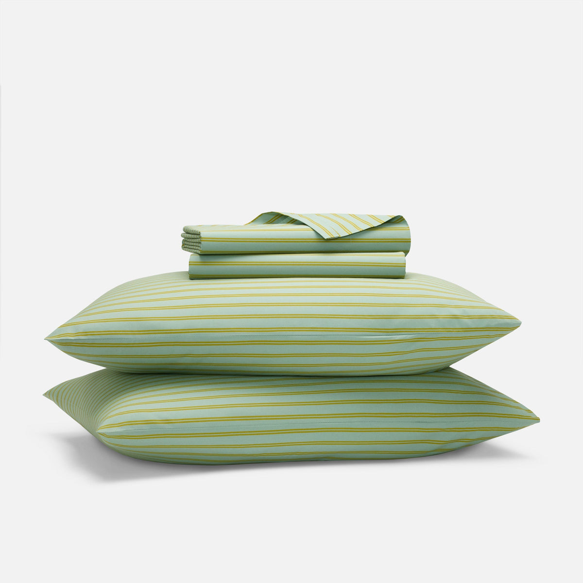 Classic Percale Core Sheet Set - Tandem Stripe in Avocado / Twin