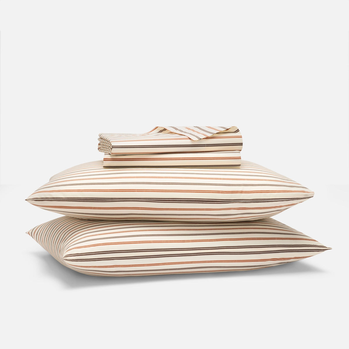 Classic Percale Core Sheet Set - Tandem Stripe in Maple / Twin
