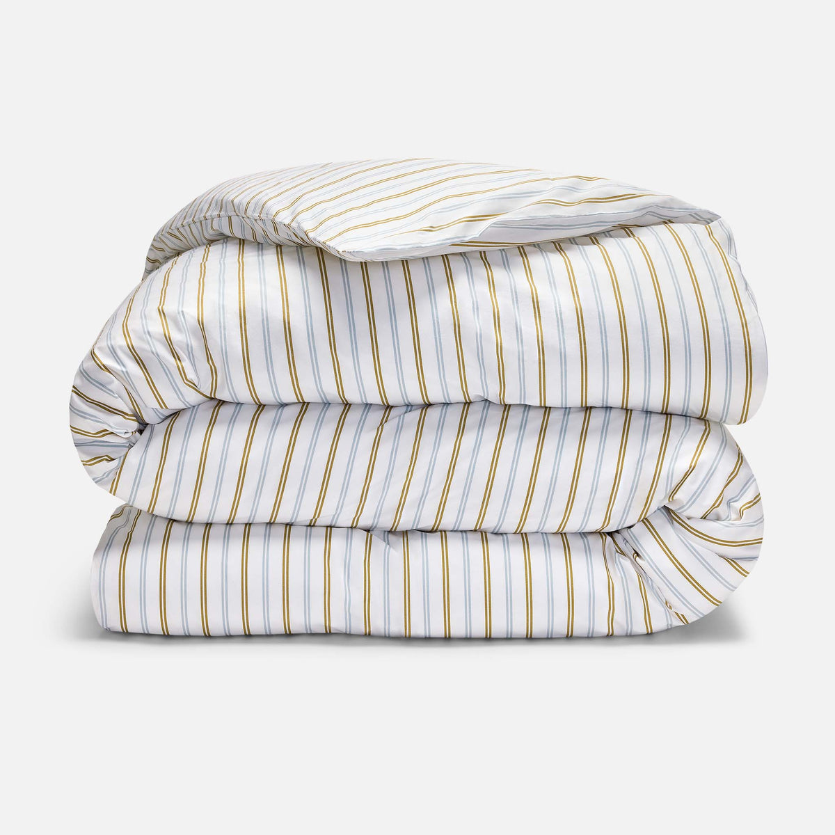 Classic Percale Duvet Cover - Tandem Stripe in Dried Grass / King/Cali King
