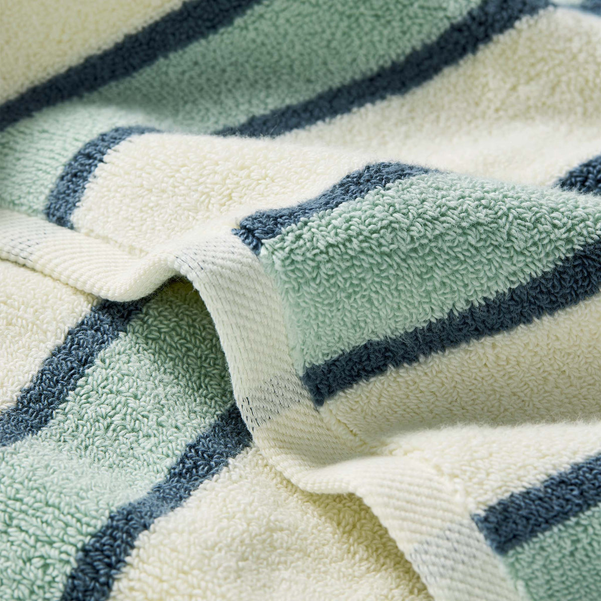 Super-Plush Set of 4 Bath Towel Bundle - Striped Silver Sage