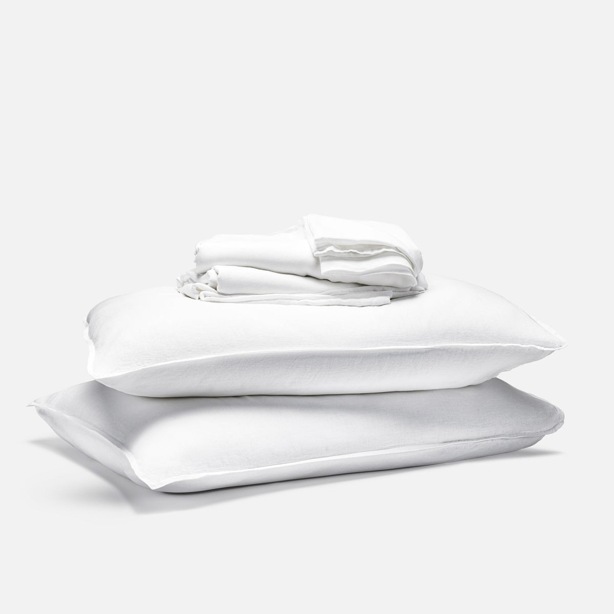 Washed European Linen Core Sheet Set - White / Full