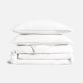 Washed European Linen Duvet Set - White / Full/Queen