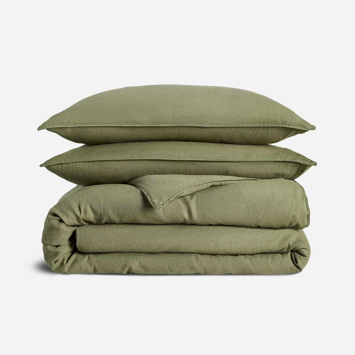 Washed European Linen Duvet Set - Fresh Moss / Full/Queen