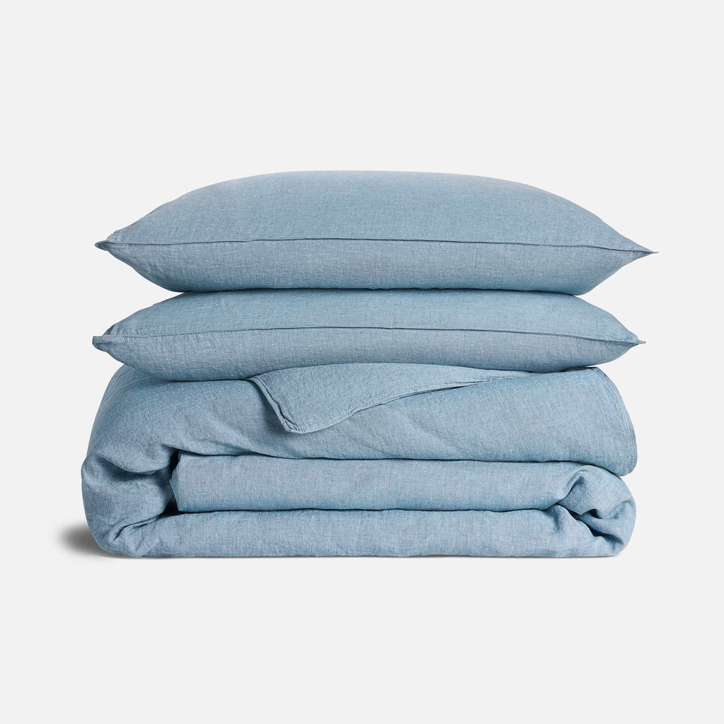 Washed European Linen Duvet Set - Storm Chambray / Full/Queen