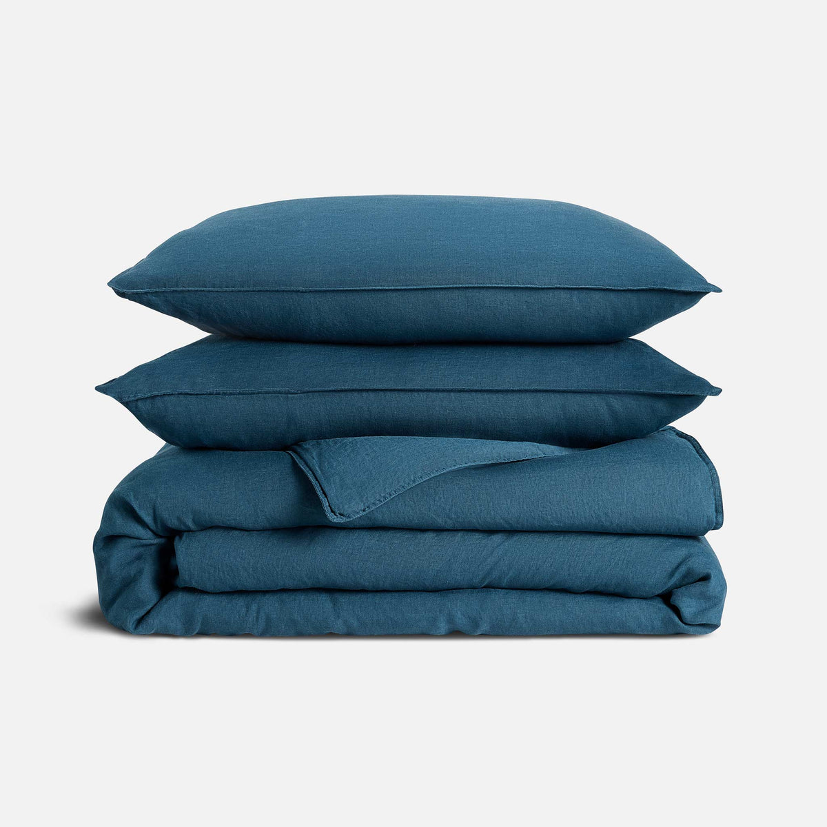 Washed European Linen Duvet Set - Abyss / Full/Queen